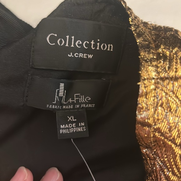 J crew collection women XL gold chiffon tank with black bow NWT - Picture 3 of 5